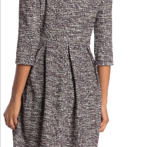 MAX STUDIO Tweed 3/4 Sleeve Pleated Dress - Picture 2 of 5